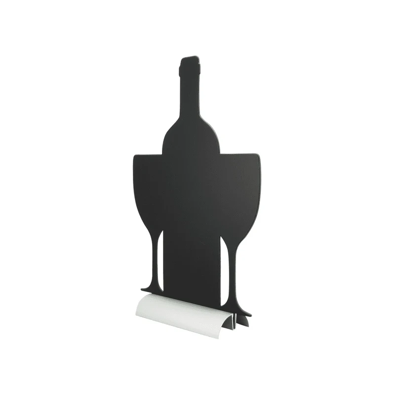 Securit®, Tischkreidetafel Aufsteller mit Aluminiumfuss, "Wein mit Gläser" Form-Silhouette, 23x35cm