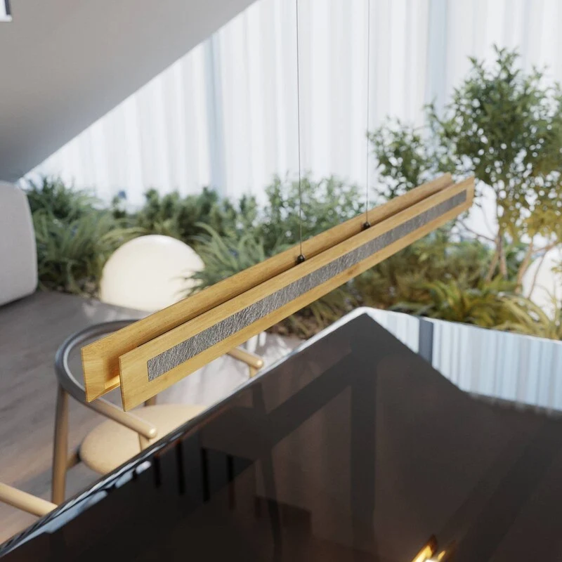 B-Ware ELOBRA Pendelleuchte Hängeleuchte Chile S LED dimmbar Eiche Granit 116cm 1800lm