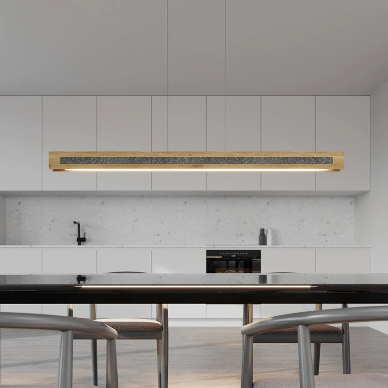 B-Ware ELOBRA Pendelleuchte Hängeleuchte Chile S LED dimmbar Eiche Granit 116cm 1800lm