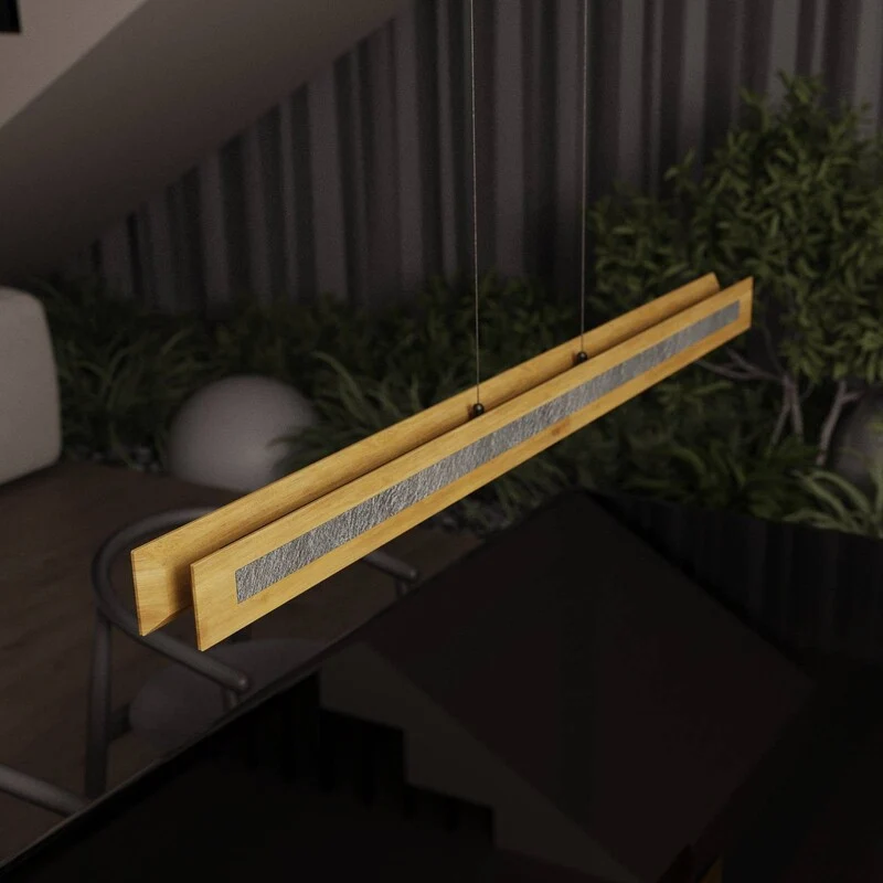 B-Ware ELOBRA Pendelleuchte Hängeleuchte Chile S LED dimmbar Eiche Granit 116cm 1800lm