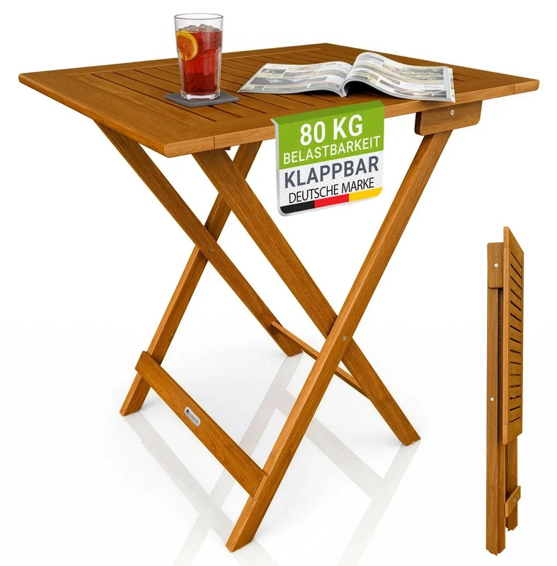 B-Ware Beistelltisch Zadar klappbar Akazienholz wetterfest für Garten Balkon 60x60x76cm