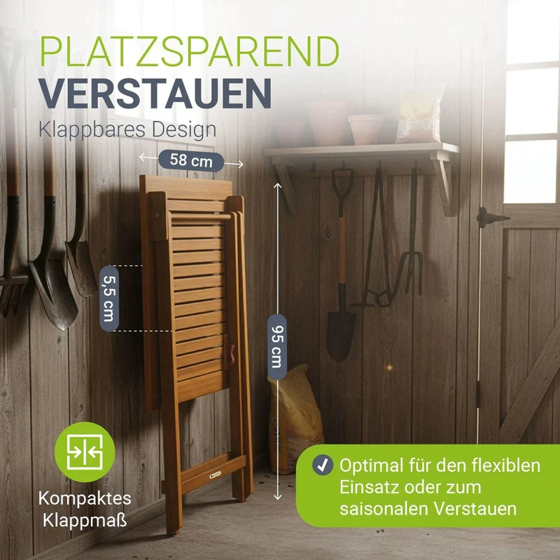 B-Ware Beistelltisch Zadar klappbar Akazienholz wetterfest für Garten Balkon 60x60x76cm