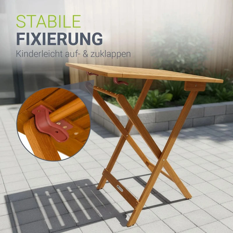 B-Ware Beistelltisch Zadar klappbar Akazienholz wetterfest für Garten Balkon 60x60x76cm