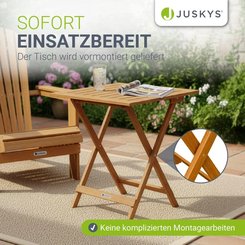 B-Ware Beistelltisch Zadar klappbar Akazienholz wetterfest für Garten Balkon 60x60x76cm
