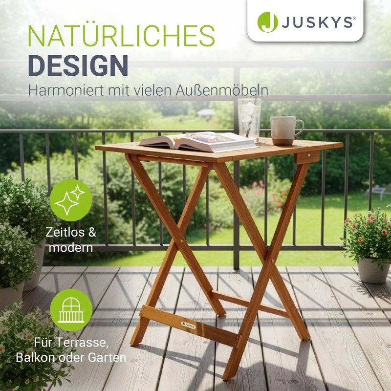 B-Ware Beistelltisch Zadar klappbar Akazienholz wetterfest für Garten Balkon 60x60x76cm