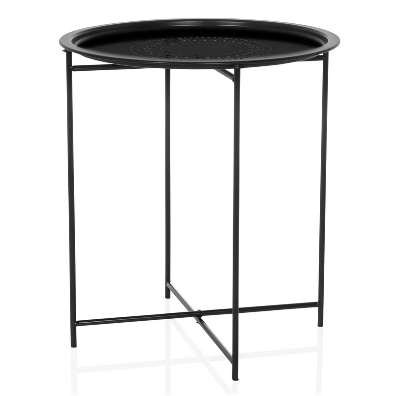B-Ware hjh LIVING Beistelltisch ALLRUND Sofatisch schwarz Klapptisch stabil und modern