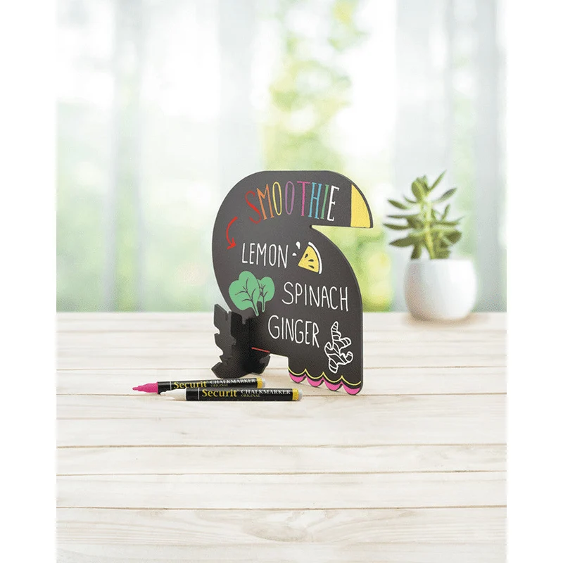 Securit® Tischkreidetafel 3D, "Tukan" zum Selbstaufbauen, 14x16cm