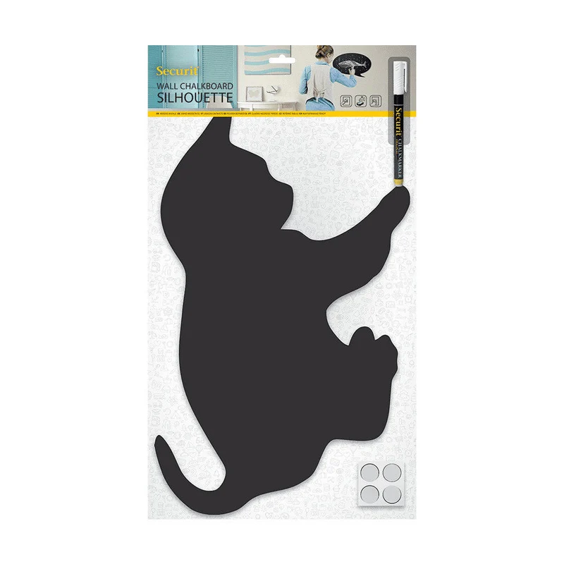Securit® Wandkreidetafel Silhouette Katze, 48x29cm