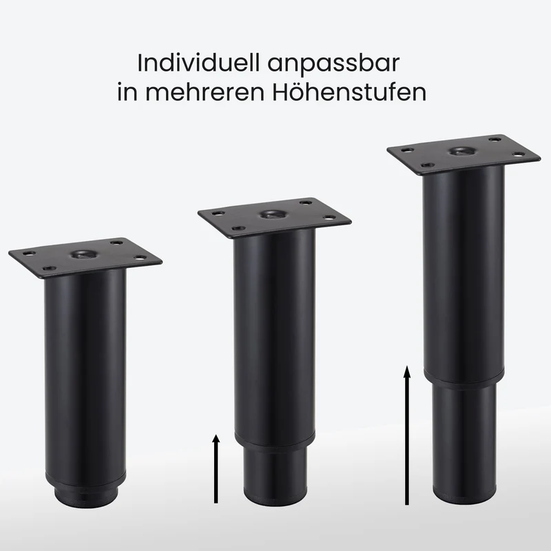 Möbelfüße Metall Schwarz-matt verstellbar Ø38mm Sofafüße Schrankfüße