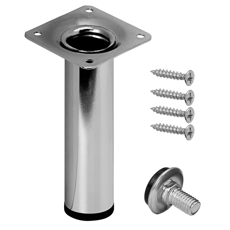 Möbelfüße Chrom glänzend Metall Ø30mm Bettfuß höhenverstellbar