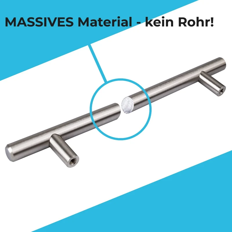 Möbelgriff Metall Edelstahl Optik Stangengriff massiv Durchmesser 10mm & 12mm