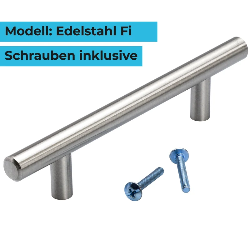 Möbelgriff Metall Edelstahl Optik Stangengriff massiv Durchmesser 10mm & 12mm