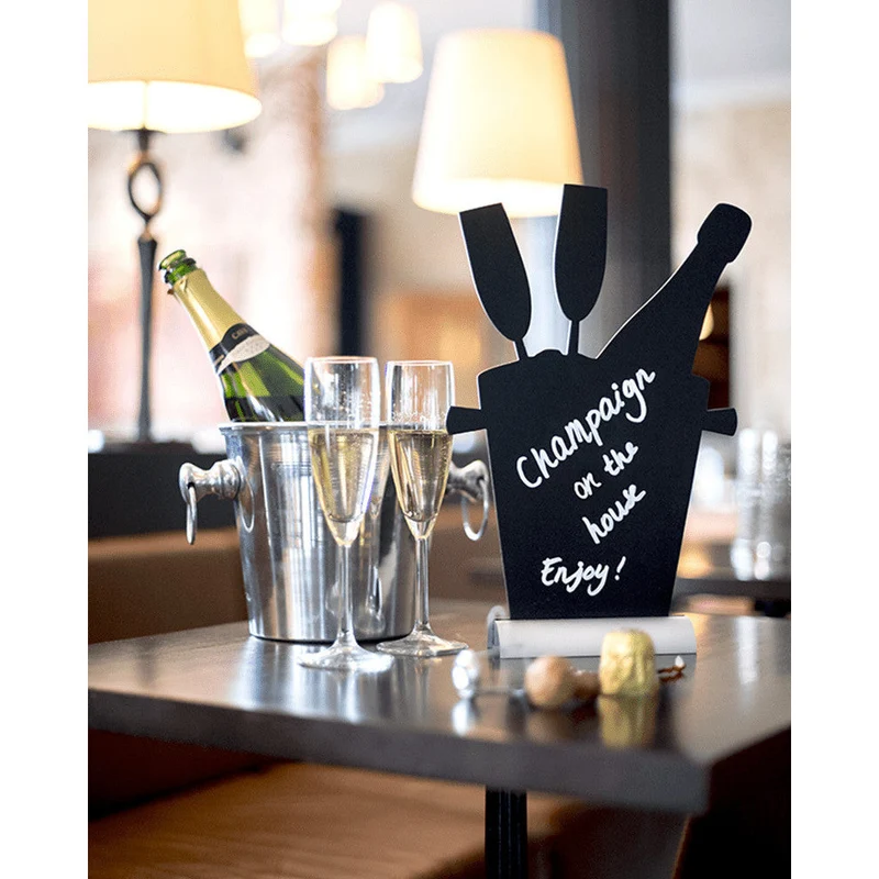 Securit®, Tischkreidetafel Aufsteller mit Aluminiumfuss, "Champagnerkübel" Form-Silhouette, 23x36cm