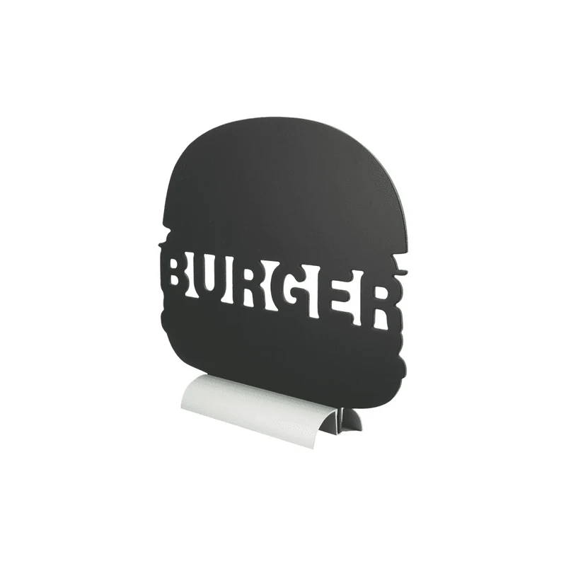 Securit®, Tischkreidetafel Aufsteller mit Aluminiumfuss, "Burger" Form-Silhouette, 28x25cm