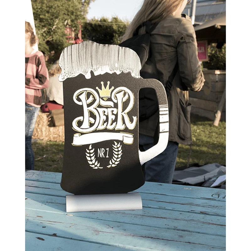 Securit®, Tischkreidetafel Aufsteller mit Aluminiumfuss, "Bier" Form-Silhouette, 21x34cm