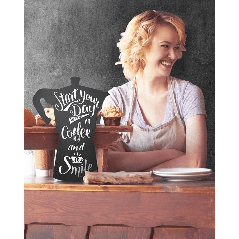 Securit® Wandkreidetafel Silhouette Kaffeekannen, 29x39cm
