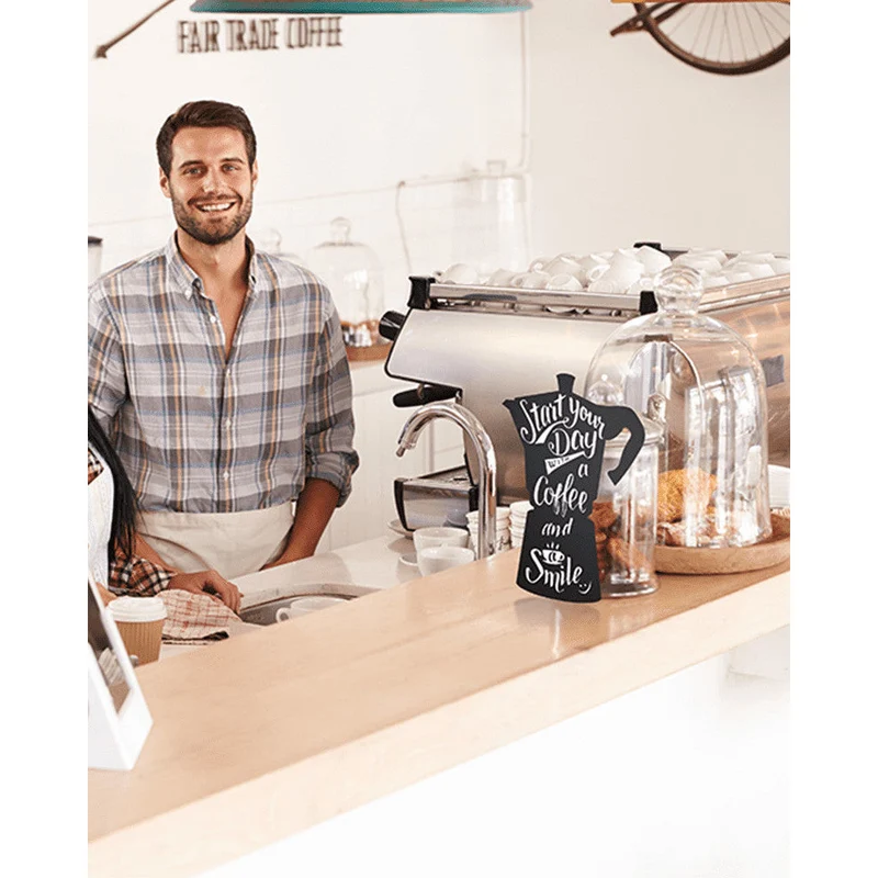 Securit® Wandkreidetafel Silhouette Kaffeekannen, 29x39cm