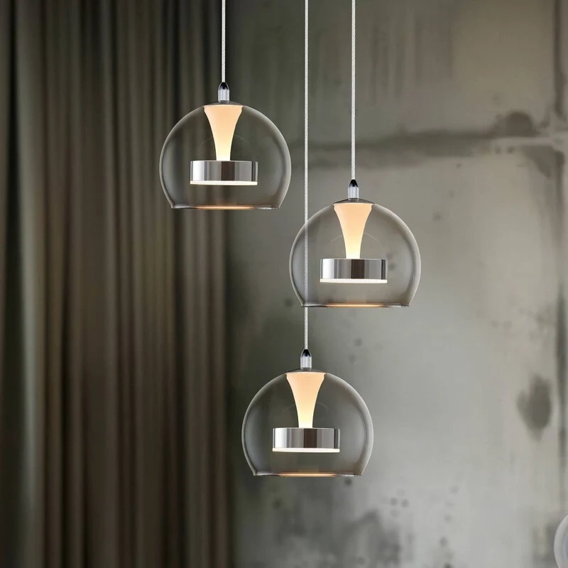 B-Ware TRIO LIGHTING Hängelampe Flynt LED Pendelleuchte dimmbar chrom 3-flammig Ø42cm