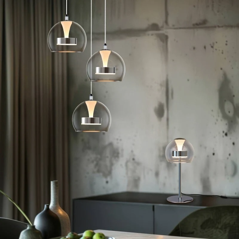B-Ware TRIO LIGHTING Hängelampe Flynt LED Pendelleuchte dimmbar chrom 3-flammig Ø42cm