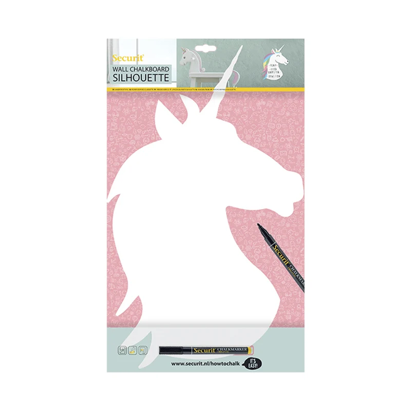Securit® Wandkreidetafel Silhouette, Unicorn Weiss, 30x49cm