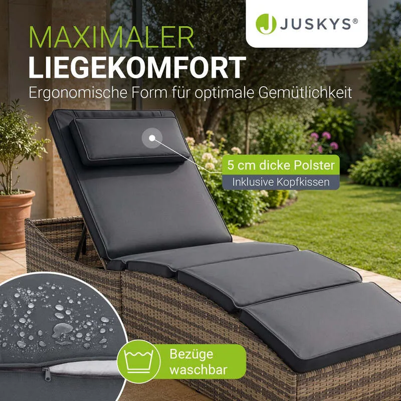 B-Ware Faltbare Polyrattan Sonnenliege Lamia Relaxliege Gartenliege grau 200x60cm
