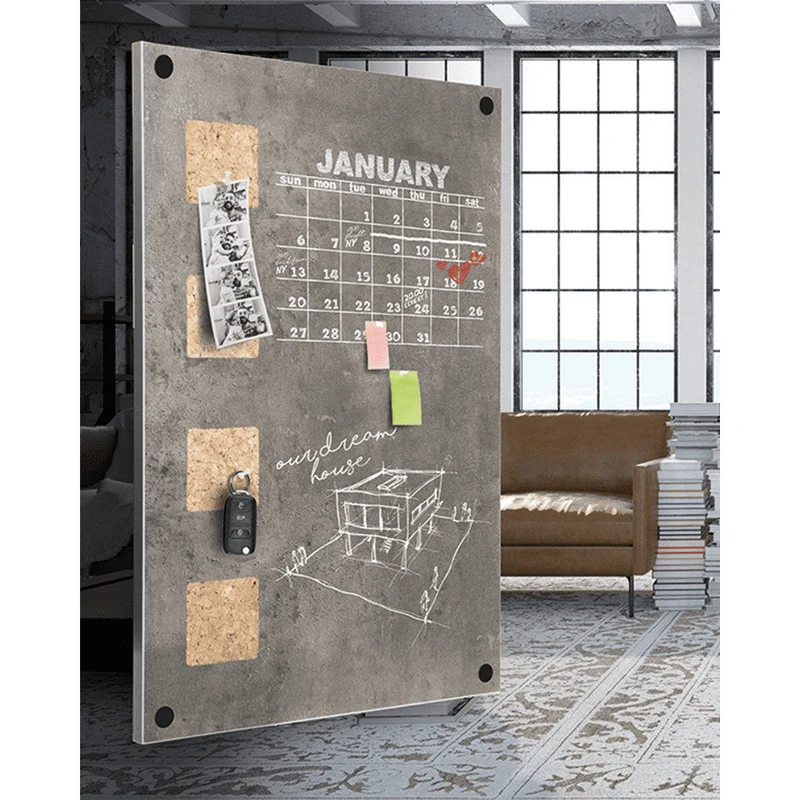 Securit®, Kreidetafel ohne Rahmen, Betonoptik mit Korkeinsätzen, 38x58cm