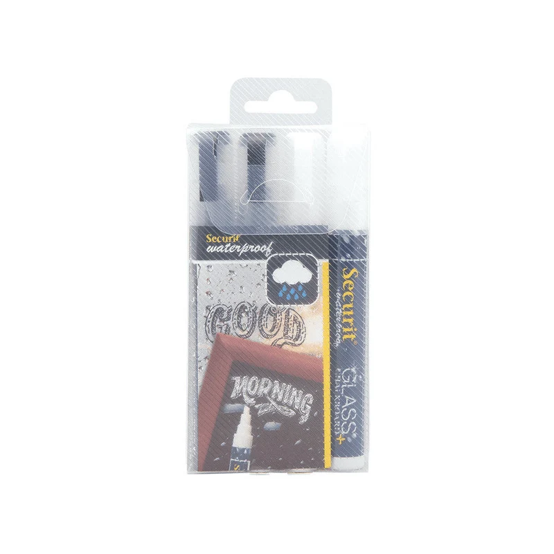 Securit® Kreidemarker Wasserfest, 2-6mm, 4er-Set, 2x Weiss + 2x Schwarz