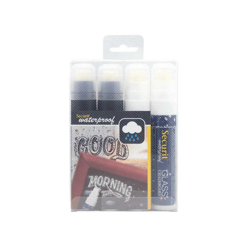 Securit® Kreidemarker Wasserfest, 7-15mm, 4er-Set, 2x Weiss + 2x Schwarz