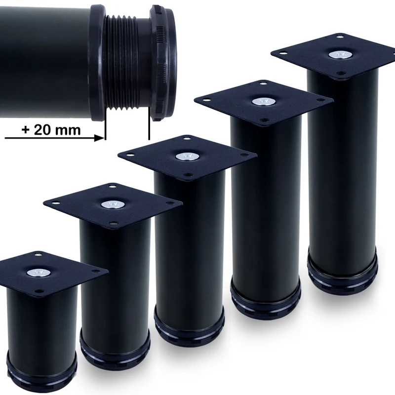 Möbelfüße Metall Schwarz verstellbare Sideboardfüße 50mm Durchmesser