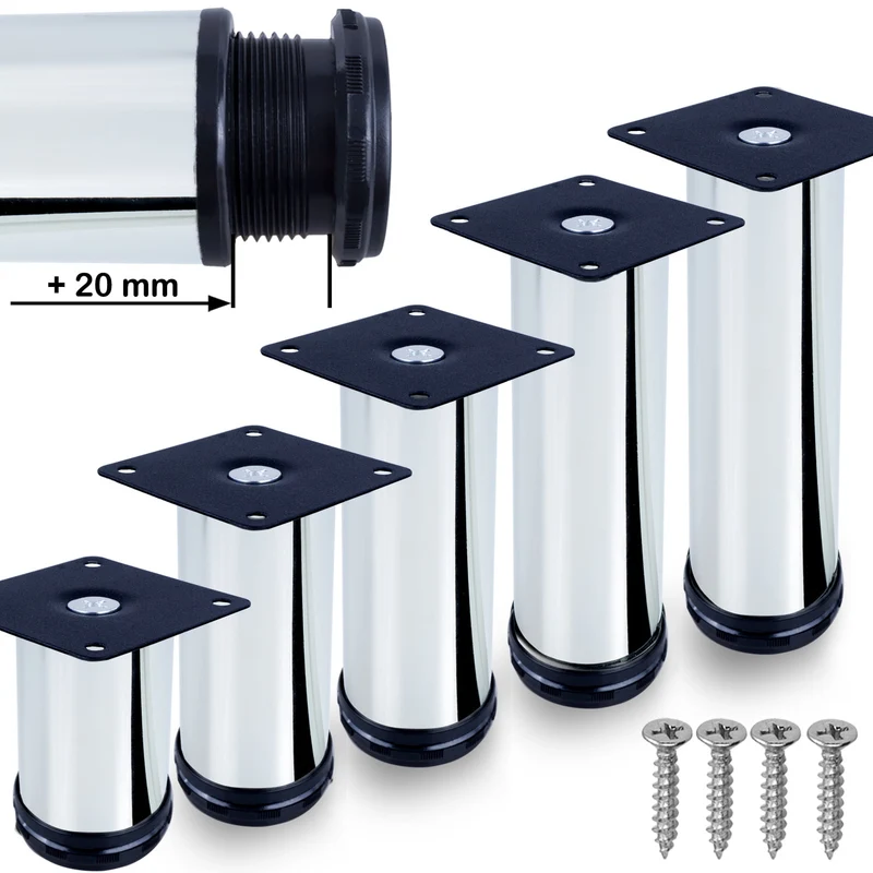 Möbelfüße Metall Chrom Füße höhenverstellbar Ø50mm Durchmesser