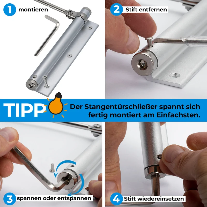 Türschließer automatisch glänzend mit Schließkraft 55-75 kg