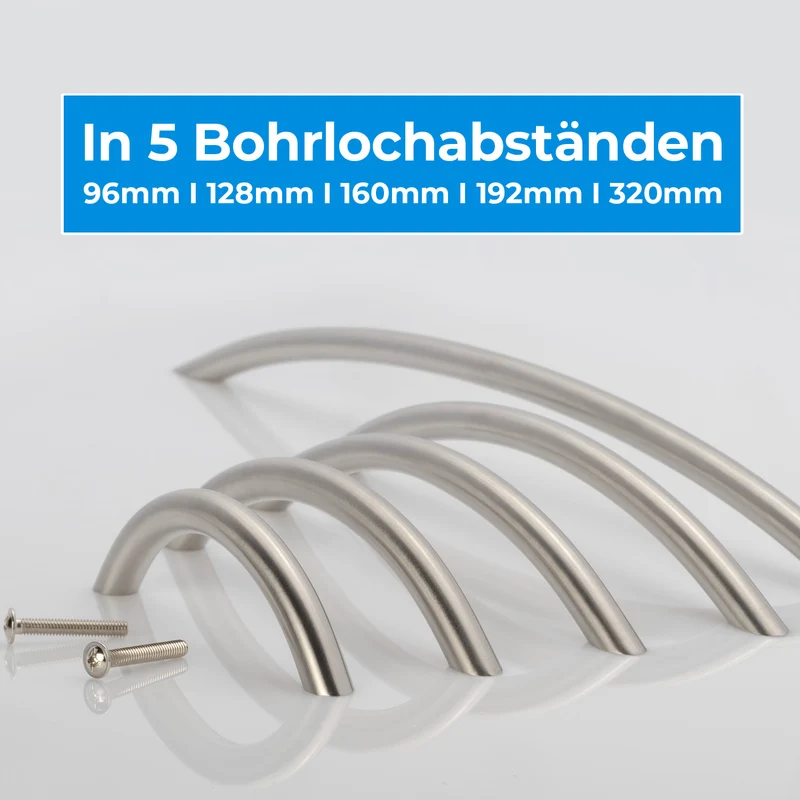 Möbelgriff aus Edelstahl gebürstet Bogengriff 10mm Durchmesser