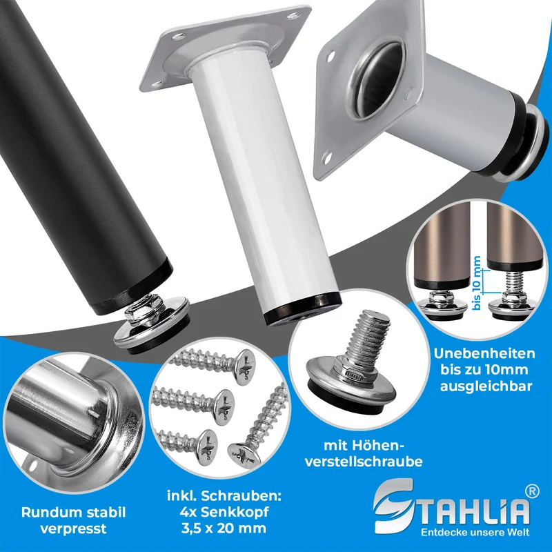 Möbelfüße Edelstahl Metall verstellbare Füße Ø30mm Durchmesser