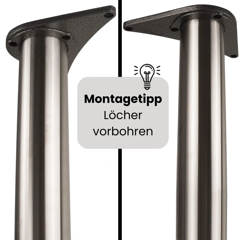 Tischbeine matt Schwarz höhenverstellbar 4er Set 60mm Durchmesser