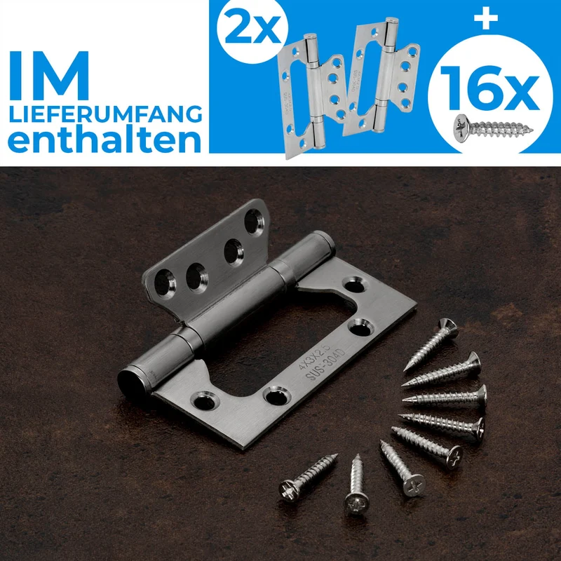 Scharniere klappbar aus Edelstahl (1 Paar) mit schmaler Montagefläche