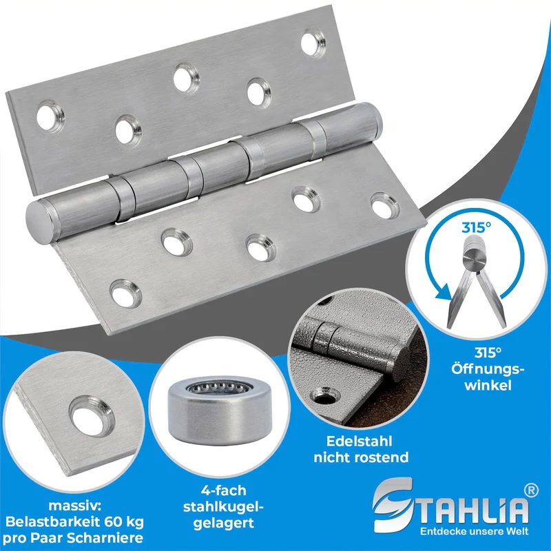 Scharniere aus Edelstahl klappbar 100mm/ 125mm für Türen