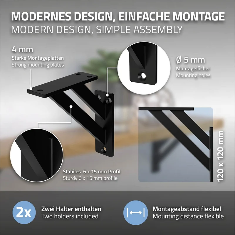ML-Design | Wandkonsole 2er Set aus Aluminium Regalhalterung Wandhalterung für Regalbrett