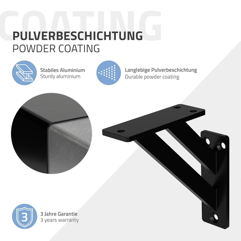 ML-Design | Wandkonsole 2er Set aus Aluminium Regalhalterung Wandhalterung für Regalbrett