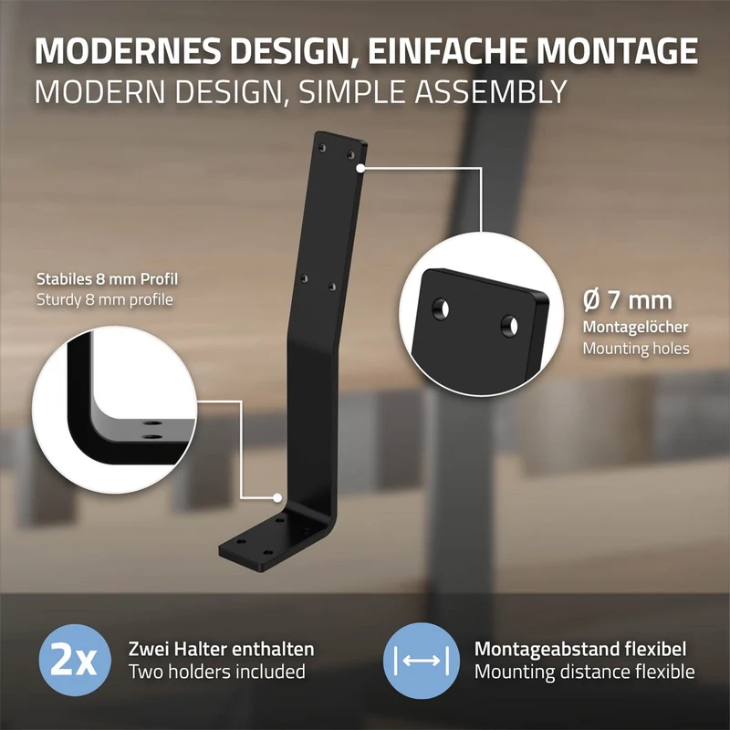 ML-Design | Rückenlehnenhalterung 2er Set 345 x 90 mm aus Stahl, Rücklehne Halterung Profil für Sitz-Bänke