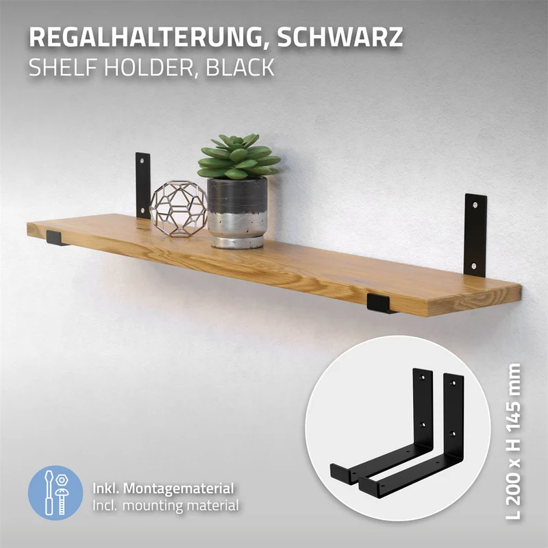 ML-Design | Wandkonsole 2er Set aus Stahl, 90 Grad Wandhalterung Regalhalterung