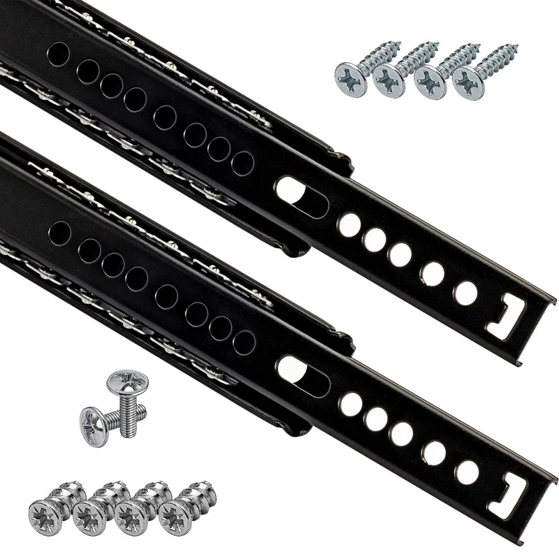 Schubladenschienen Schwarz Teilauszug 27mm Nut 1 Paar Gleitschienen