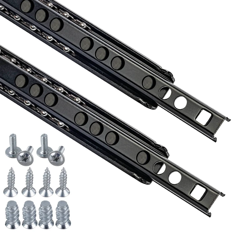 Schubladenschienen Teilauszug 17mm Nuthöhe aus Stahl Schwarz 1 Paar