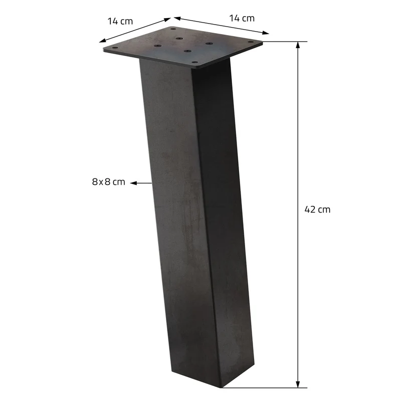 B-Ware 4er Set Tischbeine schräg H42 cm Optik Industrial Stahl Profil 8x8 cm I-Form 96° Neigung ML-Design
