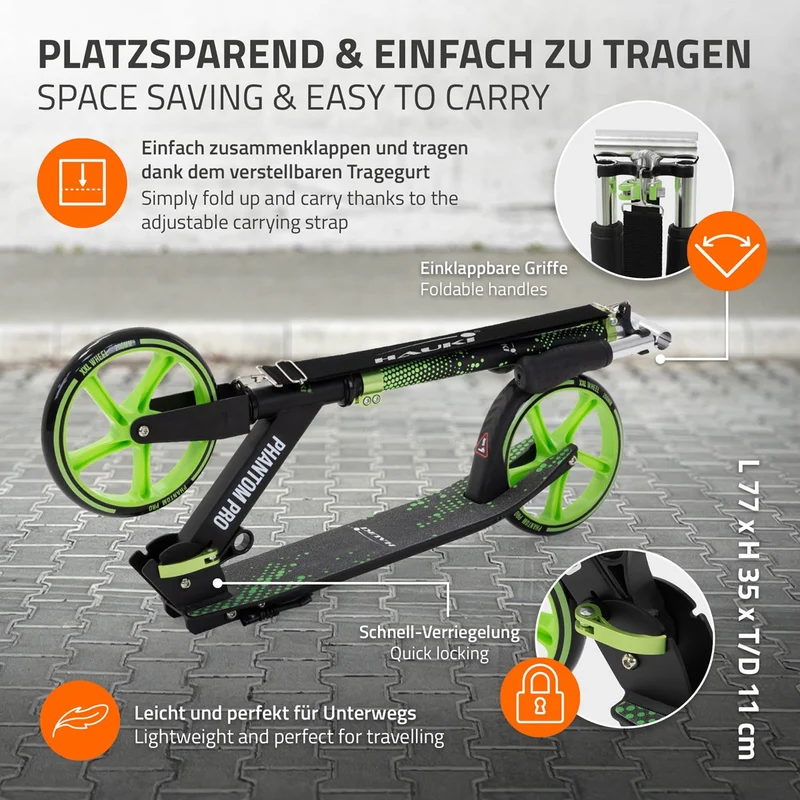 B-Ware Cityroller Grün klappbar und höhenverstellbar Scooter mit XXL-Räder Hauki – Tetroller & Kickscooter