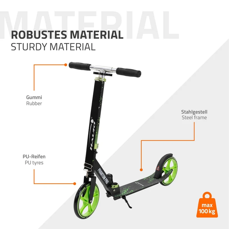 B-Ware Cityroller Grün klappbar und höhenverstellbar Scooter mit XXL-Räder Hauki – Tetroller & Kickscooter