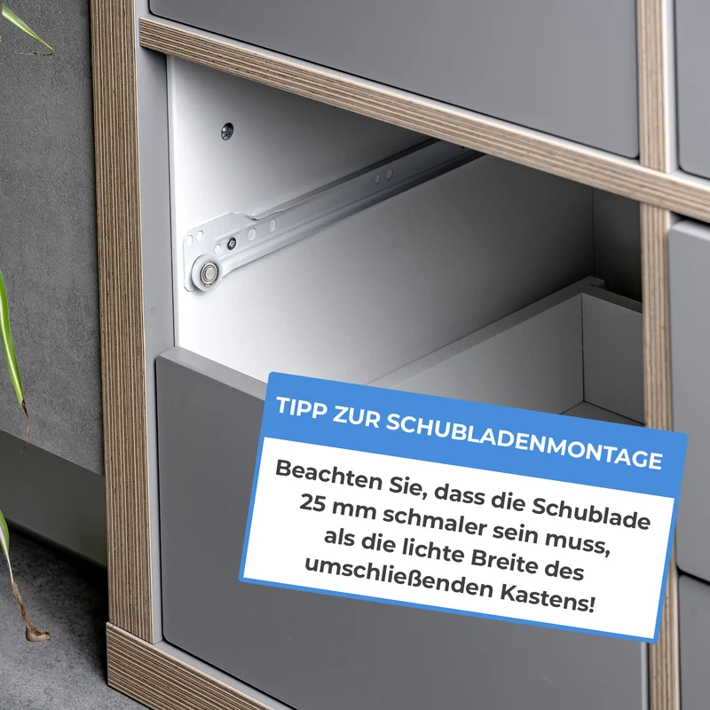 Rollenschiene Weiß Teilauszug Laufschiene Professional (mit Rollen & Kugellager) 1 Paar