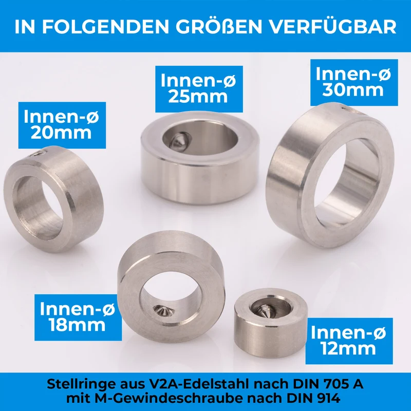 1x Stellring DIN 705 Edelstahl V2A A2 mit Gewindestift (DIN 914)