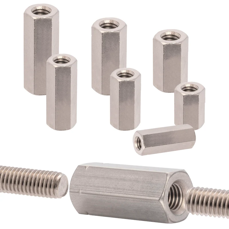 1x Gewindemuffe M6 - M10 Edelstahl A2 V2A Sechskant Verbindungsmuffe DIN 6334