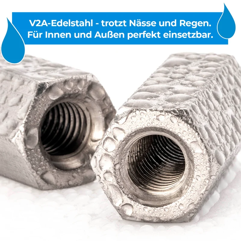 1x Gewindemuffe M6 - M10 Edelstahl A2 V2A Sechskant Verbindungsmuffe DIN 6334