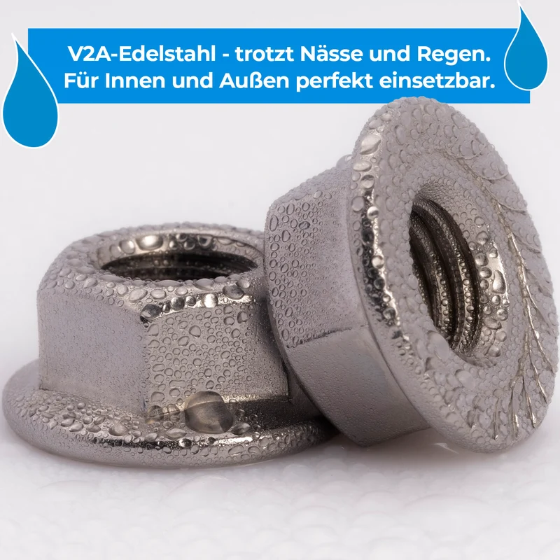 10x Flanschmuttern Sperrzahnmuttern Edelstahl V2A A2 Sechskantmuttern mit Flansch DIN 6923